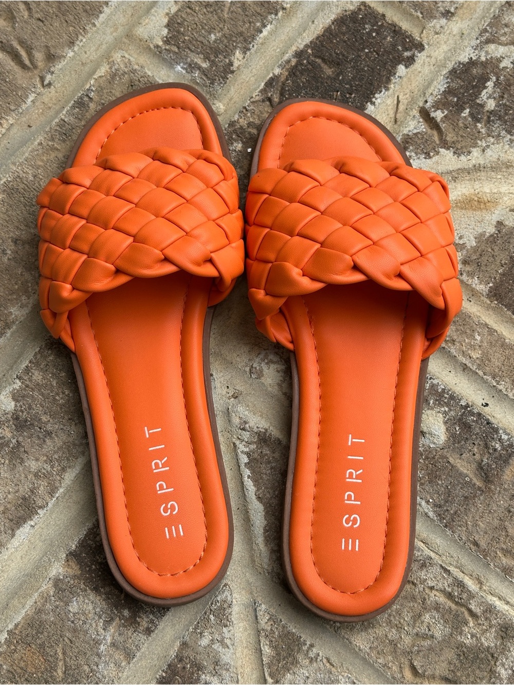 Esprit Orange Braided Slide Sandals